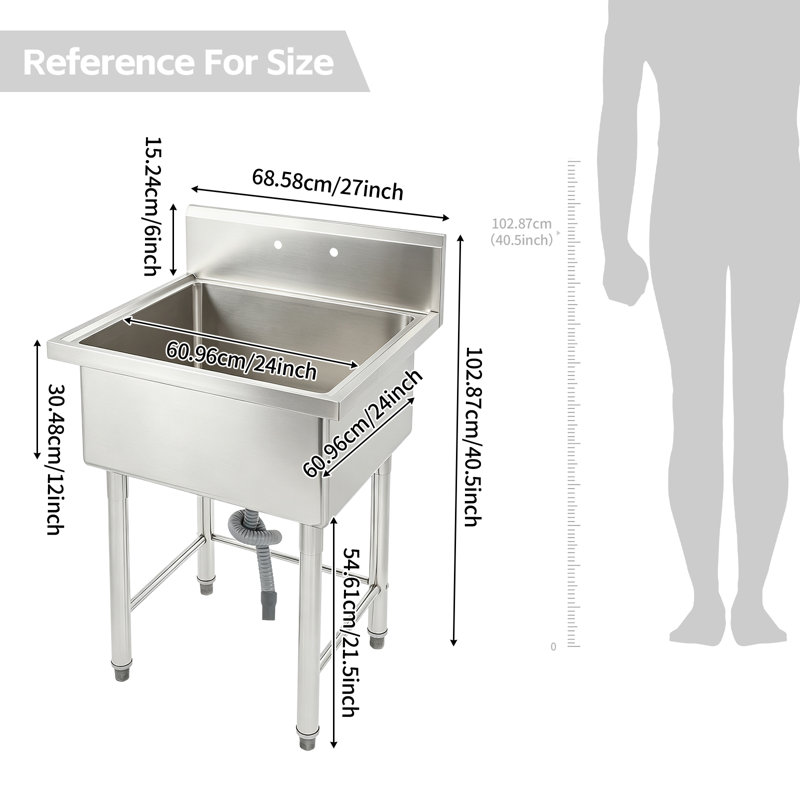 40.5X27x24” Freestanding Utility Sink with Backsplash