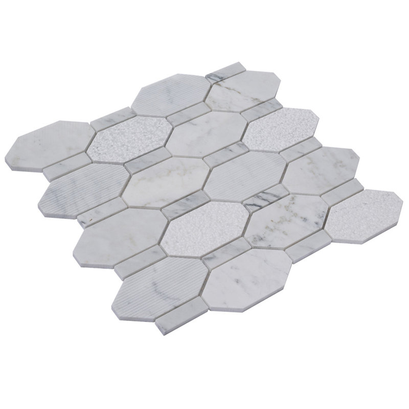 Marble Honeycomb Mosaic Wall & Floor Tile, White/Gray