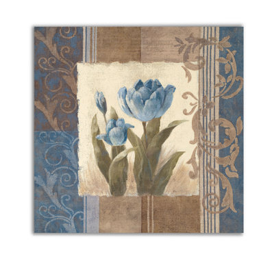 « blue tulip scroll », peinture sur toile tendue