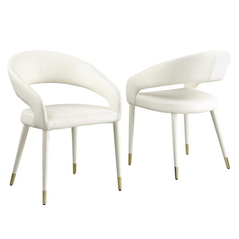Ensemble de 2 chaises en velours Modern, Cream, Crème / doré