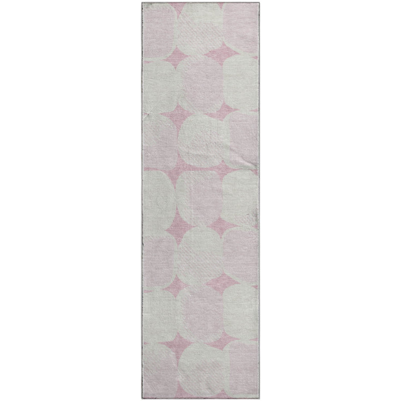 Premium Machine Washable Prisco Pink Rug, Runner 2'3" x 7'6"