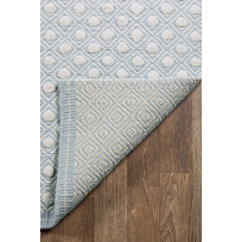 Langdon Wool Geometric Area Rug in Blue, Rectangle 3'9" x 5'9"
