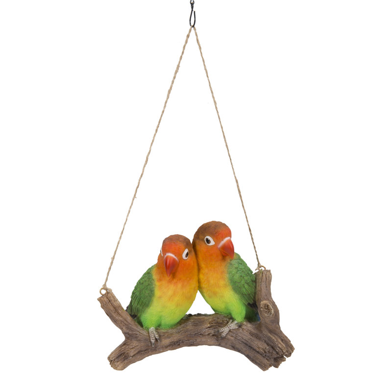 Vibrant Multicolor Resin Lovebirds Hanging Decor