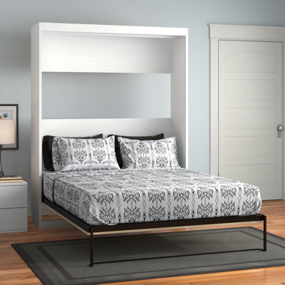 Grand lit escamotable Tapaktuan avec matelas et façade décorative