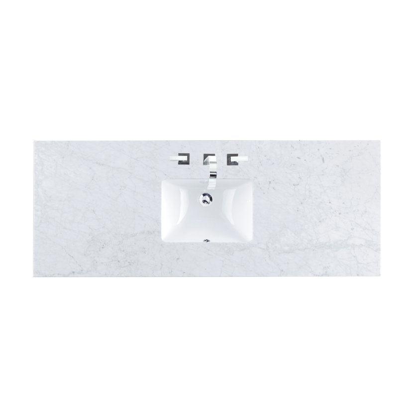 Amberly 60" Single Bathroom Vanity Set, Carrara White, 8" Widespread