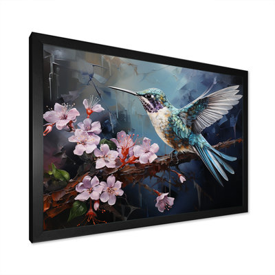 Pink Fluttering Emerald Hummingbird - Hummingbird Large Wall Art