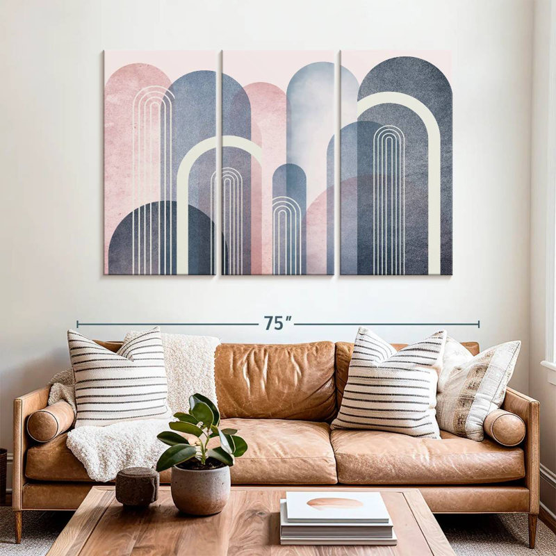 Avery Mid-Century Arches Blush marine, H 42 po x l 65 po