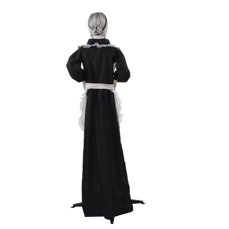All Animatronics Haunted Hill Farm 61 In. Life-Size Animatronic, Scary Talking Zombie Maid Holding Tray with Touch Activated Lights and Sound