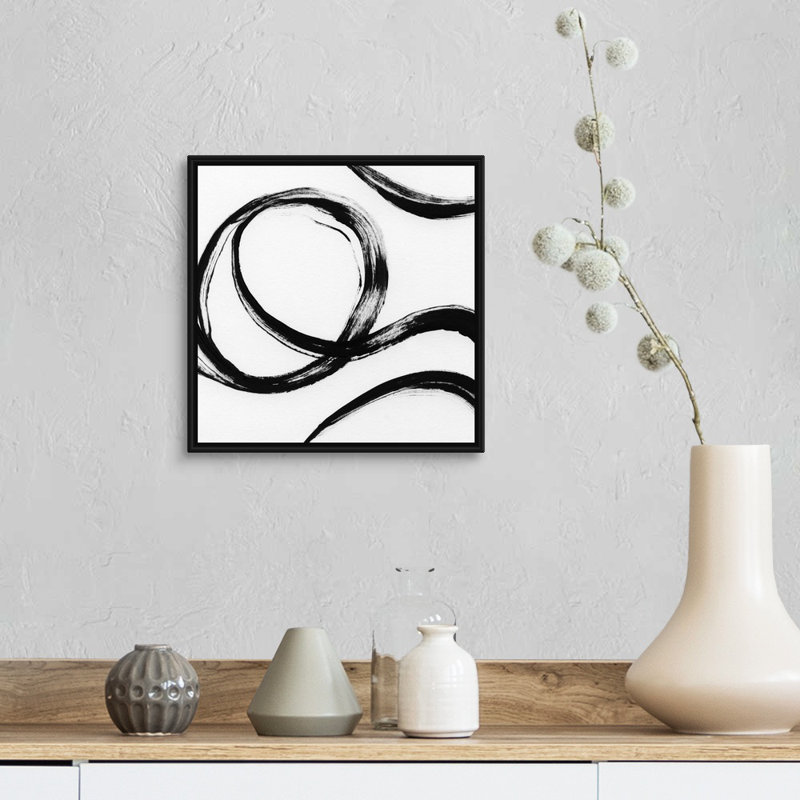 Gestural Marks IV - reproduction d'art sur toile, Cadre flottant noir, H 13,7 po x l 13,7 po x P 1,75 po