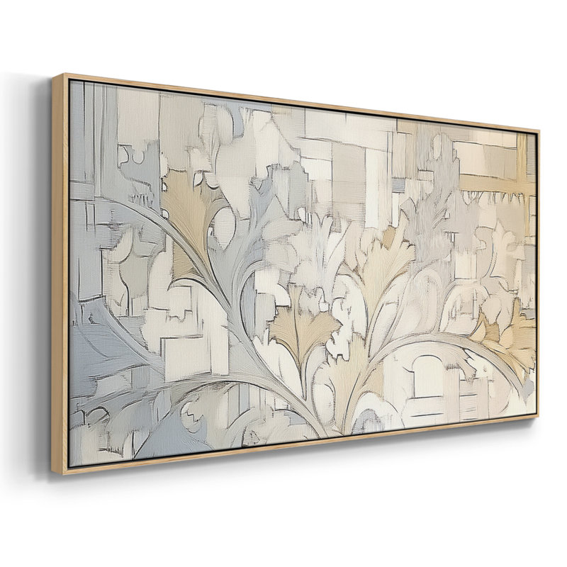 Série abstraite-XXIX- Toile tendue avec châssis tendue, prête à être accrochée, Naturel, H 17 po x l 33 po