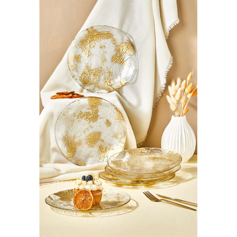 Ensemble d'assiettes à dessert élégantes (6 pièces), 8,3 pouces, 100% verre, transparent | Parfait pour servir des gâteaux, des pâtisseries et des desserts | Design élégant, idéal pour les fêtes et les occasions spéciales, lavage à la main recommandé