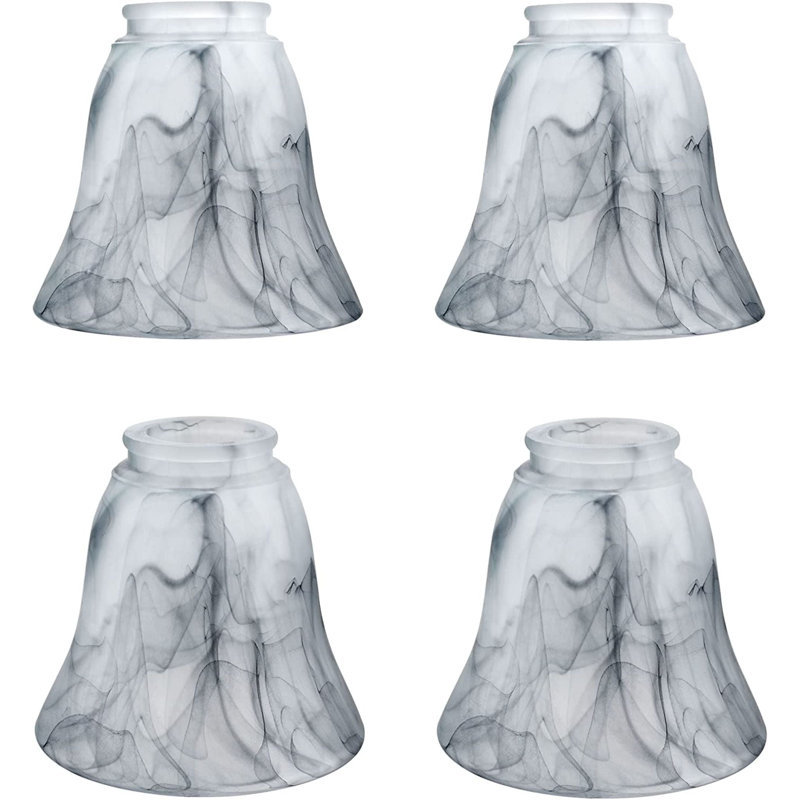 Smoky Alabaster Glass Bell Ceiling Fan Replacement Shades, Set of 4