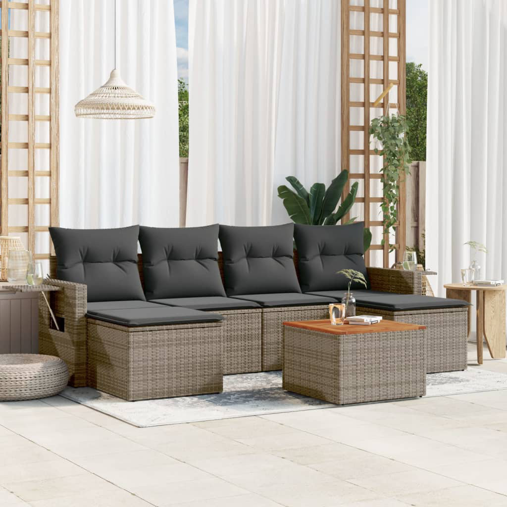 Vidaxl 7-Tlg. Garten-Sofagarnitur Mit Kissen Poly Rattan N