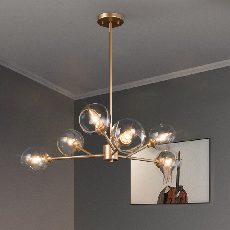 Lustre spoutnik Morden 6 lumières avec laiton