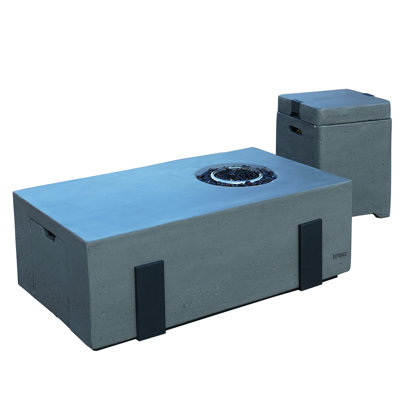 Rectangle Concrete Propane Smokeless Fire Pit Table with Hidden Fuel Tank
