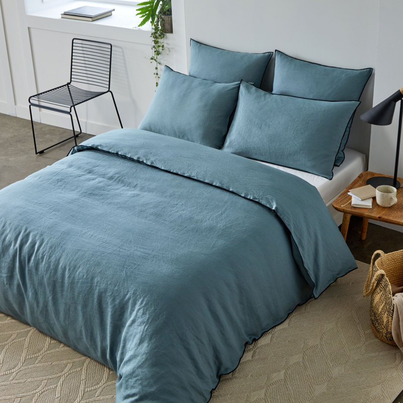 Dziedzic 100% Linen Solid Colour Duvet Cover, Green