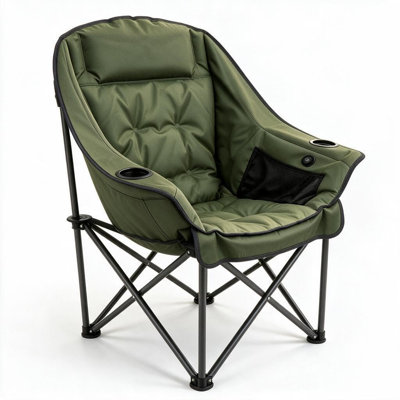 Chaise de camping surdimensionnée, chaise pliante en acier allié robuste de 600 lb, chaise de camping Oxford en forme de canapé XL avec pochette de rangement pour porte-gobelet et sac de transport pour le parc de pêche en plein air