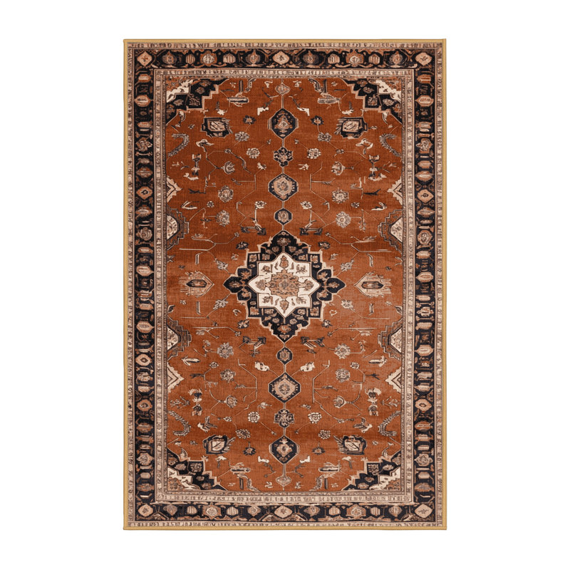 Tapis brun lavable à la machine, Rectangle 6 pi x 9 pi