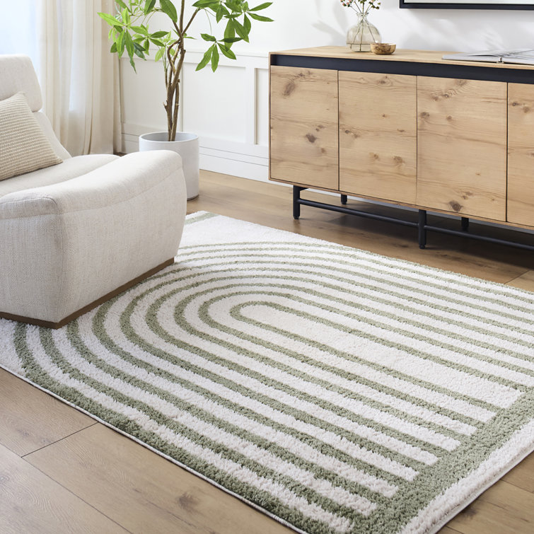 Machine Washable Shaggy Boho Grass Green Area Rug