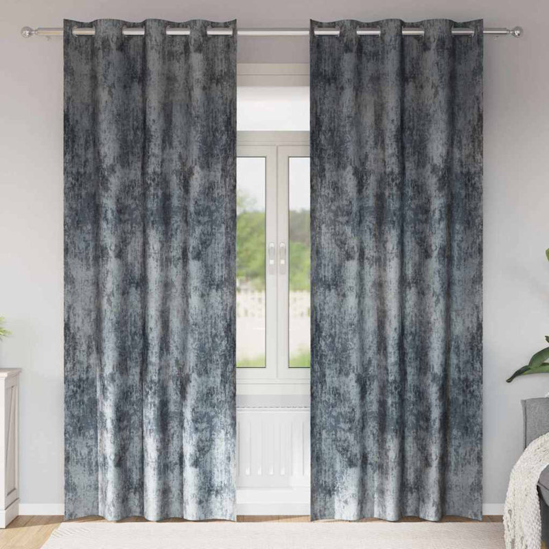 Alithia Velvet Room Darkening Curtain Pair, 140cm Width x 260cm Drop, Silver Grey