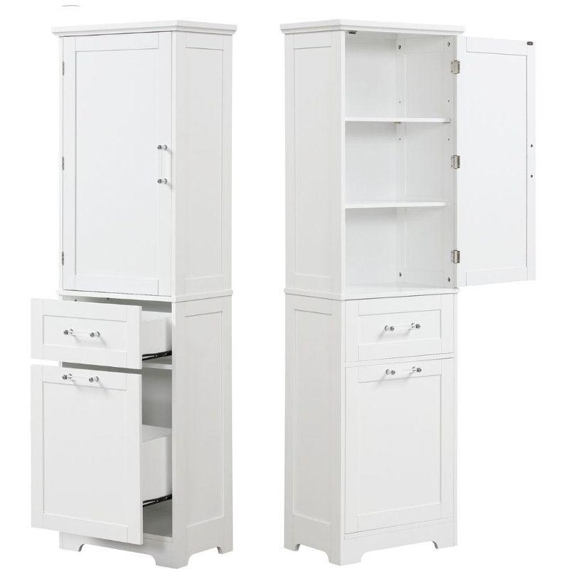 Phelgen Freestanding Linen Cabinet, White