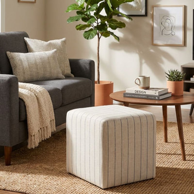 Square Ottoman - Cove Blue Stripe