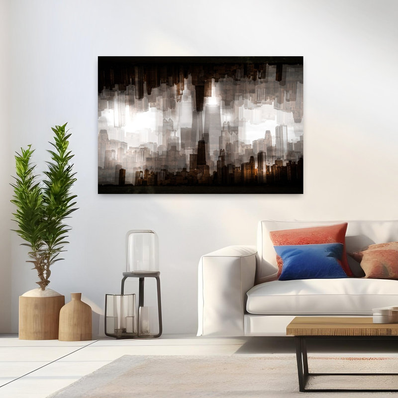 Chicago, horizon contemporain, architecture contemporaine, art mural, H 32 po x l 48 po