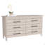 Commode double, quatre pieds, 6 tiroirs, plateau supérieur, gris clair