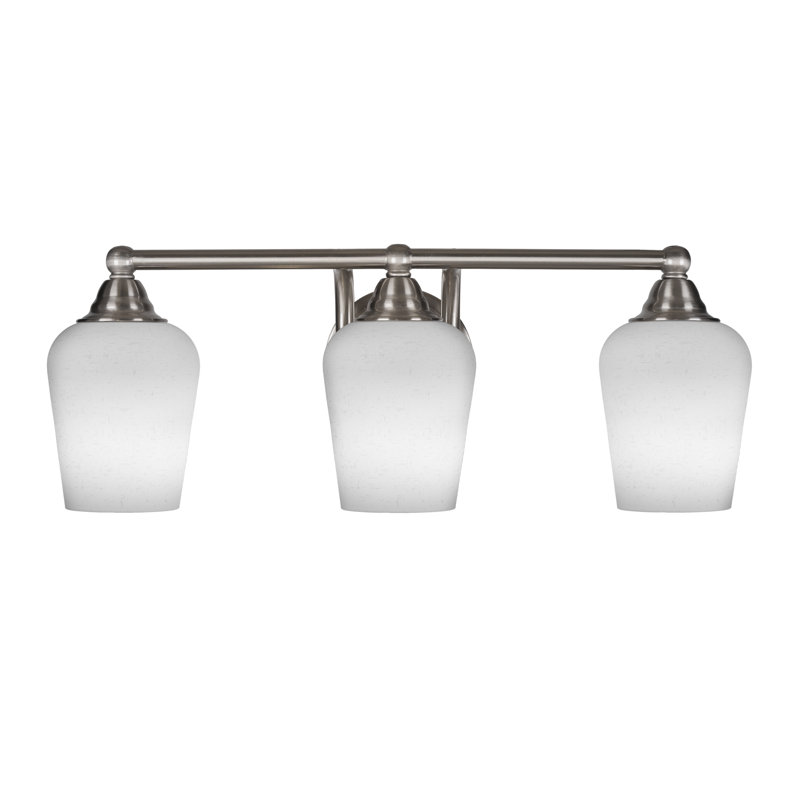 Barre d'éclairage de salle de bain 3 lumières Michell, Nickel brossé, Cristal bleu sarcelle