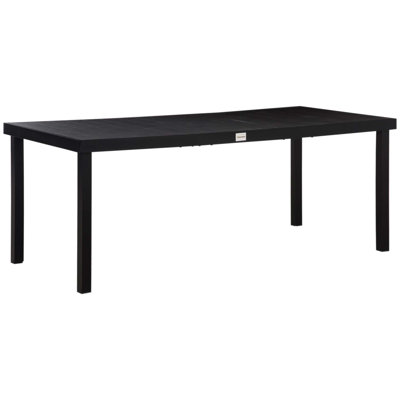 Table de salle à manger rectangulaire en aluminium durable pour 8 personnes, plateau en faux bois résistant aux intempéries, parfaite pour les rassemblements de jardin