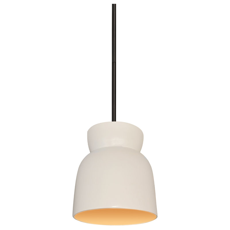 (6) Hourglass Pendant - Rigid Stem, Polished Chrome, Matte White/Champagne Gold