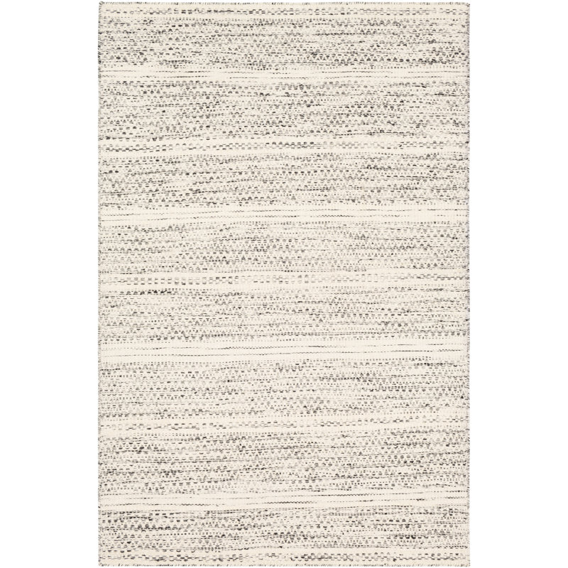 Chevron Flatweave Wool Cream/Black Area Rug, Rectangle 12' x 15'