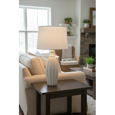 Nude/Charcoal Glaze Fluted Table Lamp