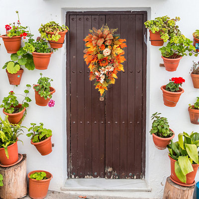 Guirlande de guirlande artificielle pour les décorations de porte de l'Action de grâce, avec pendentif baies de pivoine, érable, feuilles de tournesol, fête suspendue