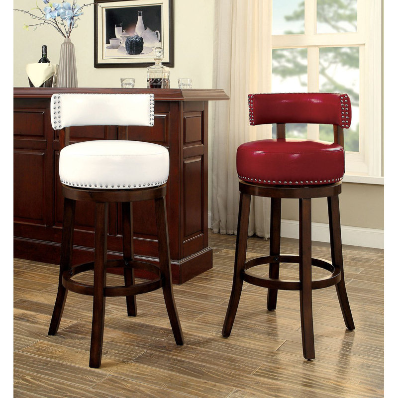 Emest Swivel Upholstered Counter Stool, Red, Counter Stool (25" Seat Height)