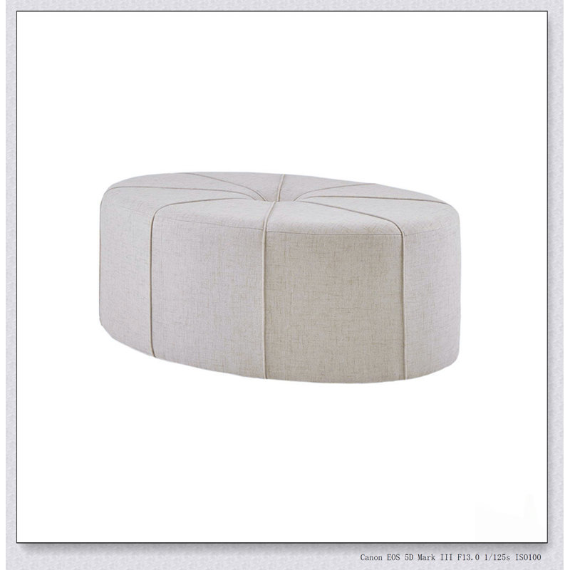 48 Inch Oversized Polyester Fabric Cocktail Ottoman, Modern Design For Living Room And Comfortable Seating, Cream