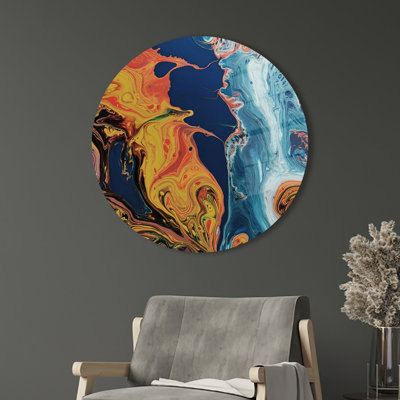 Abstract Tempered Glass Wall Art In Vibrant Tones To Enhance Your Home Decor And Add A Splash Of Color To Your Wall SpaceRound Abstract Tempered Glass Wall Art In Vibrant Tones To Enhance Your Home Decor And Add A Splash Of Color To Your Wall SpaceRound