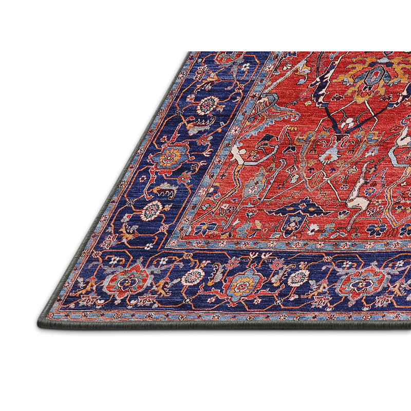 Tapis oriental rouge / bleu Francys, Rectangle 5 pi x 7 pi