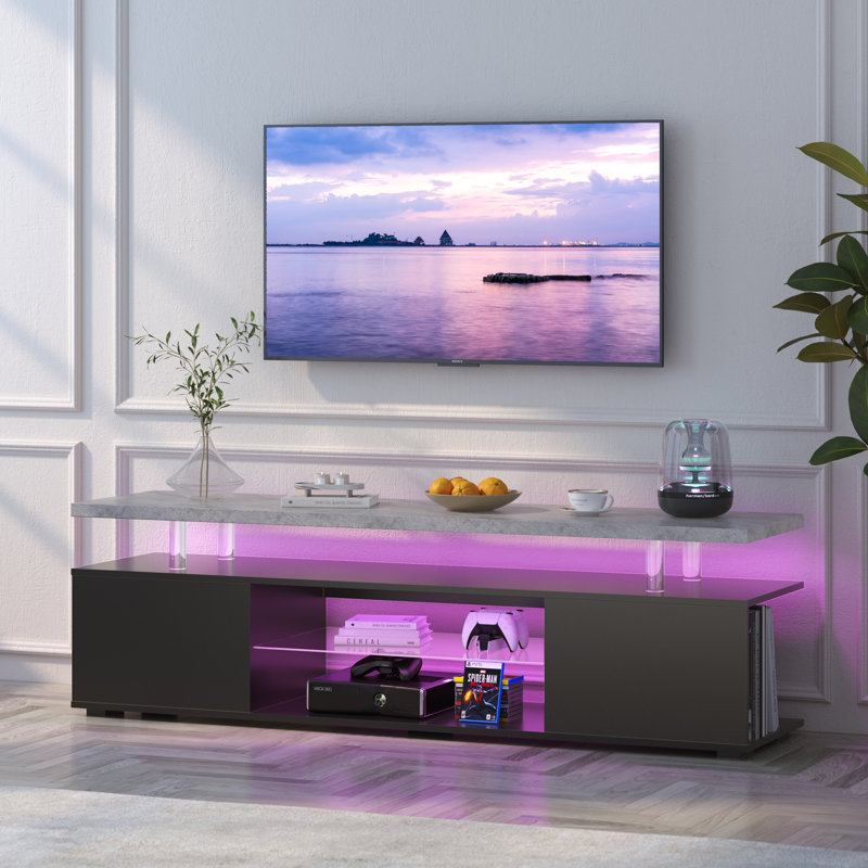 Gupton TV Stand for 60 Inch TV LED Gaming Entertainment Center Media Storage Console Table with Large Side Cabinet for Living Room
