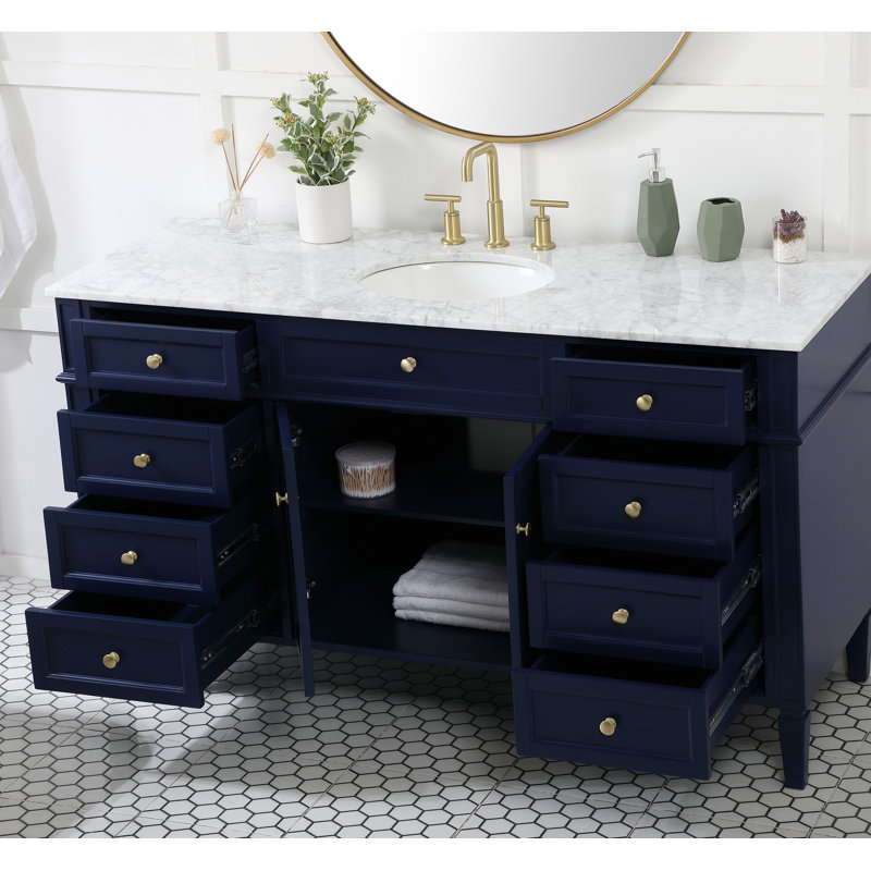 Ensemble de meuble-lavabo simple 60 "Rivers, Bleu