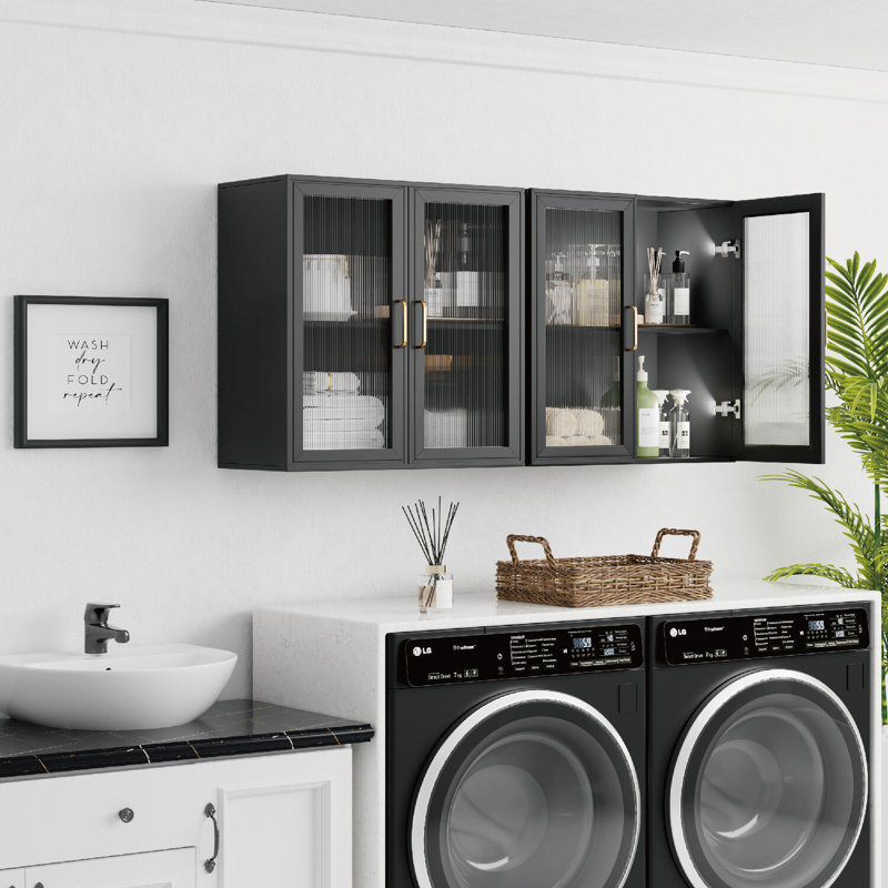 Armoire murale 48 po 4 portes, Noir
