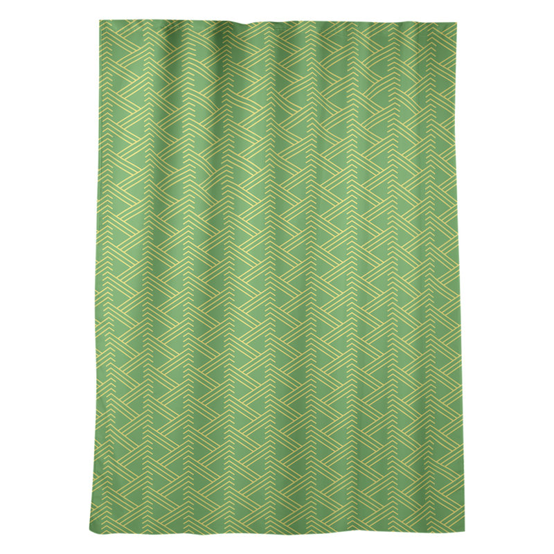Classic Zig Zag Geometric Room Darkening Thermal Rod Pocket Single Curtain Panel, Green/Yellow