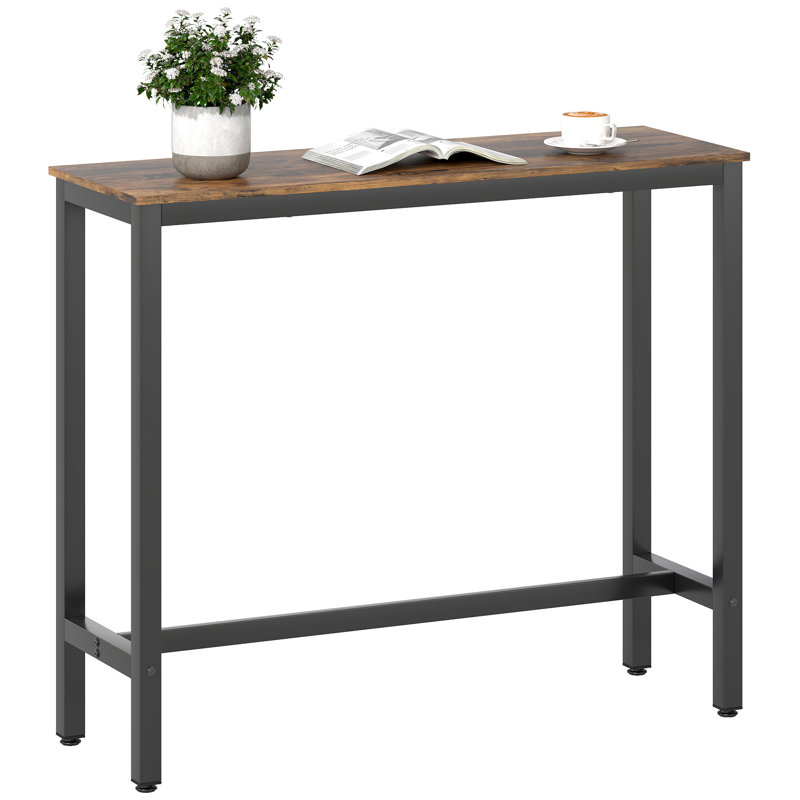 Fiedling 120cm Steel Trestle Dining Table, Rustic Brown