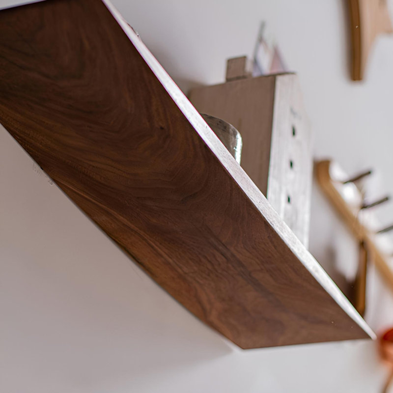Solid Wood Floating Wall Shelf, 0.86" H x 23.62" W x 5.9" D