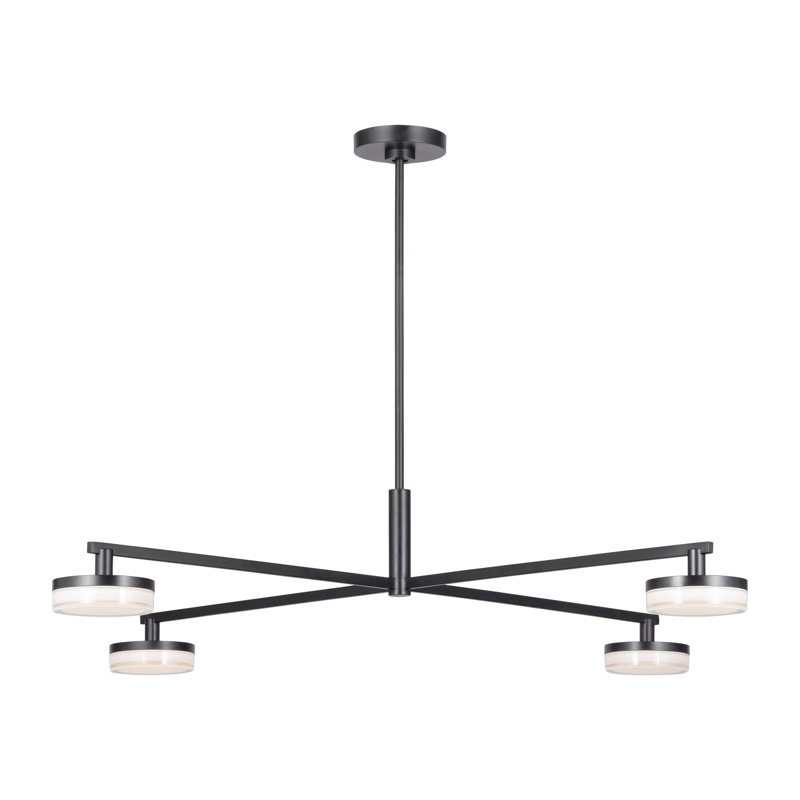 Marsden Sean Lavin Coulson 4 Light Dining Room Chandelier With Silk Screen White Inside Clear Outside Shade, Aged Iron