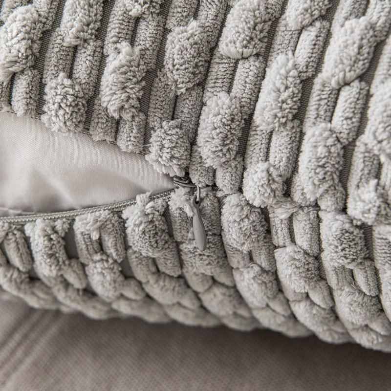 Housse de coussin Cozy 2 pièces, 20 po x 20 po, Gris clair
