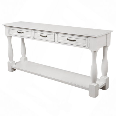 63" Long Wood Console Table With 3 Drawers And 1 Bottom Shelf For Entryway Hallway Easy Assembly Extra-Thick Sofa Table