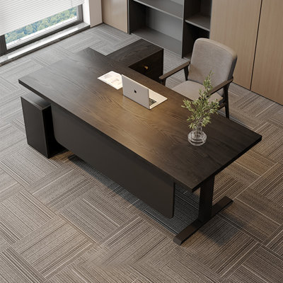Black Rectangular Solid Wood  desk