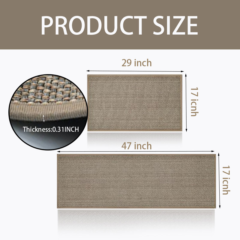 Tapis de cuisine lavables, antidérapants, ensemble de 2, Beige/gris