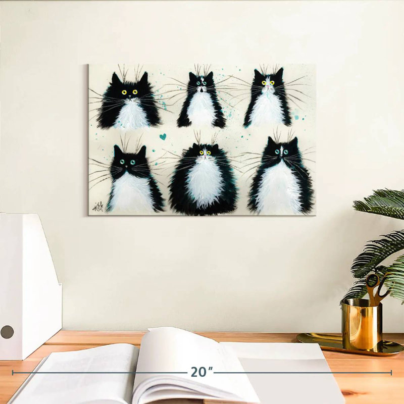 Brampt Tuxedo Cats, 8" H x 12" W
